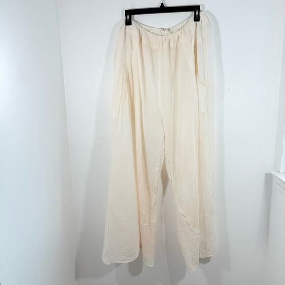 Free People Intimately Cream Lightweight Semisheer Wide Leg Lounge Pants Medium - Picture 1 of 14